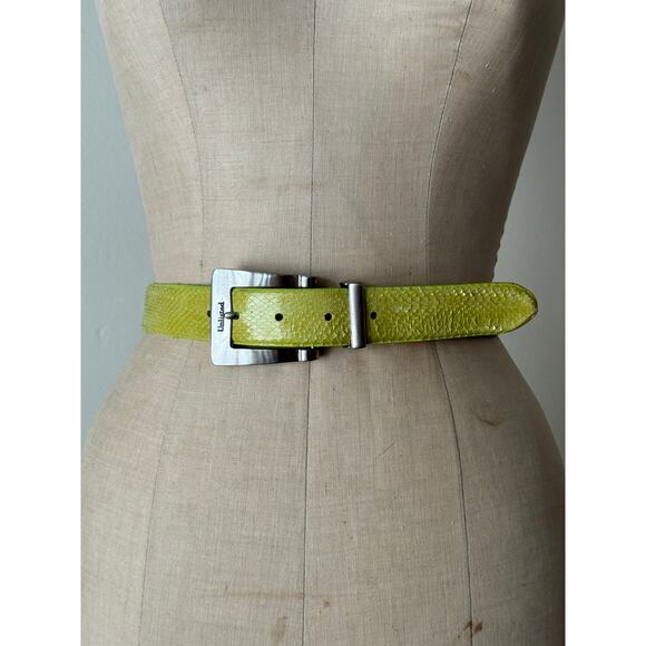 Vintage Chartreuse Snake Skin Belt - Picture 1 of 3